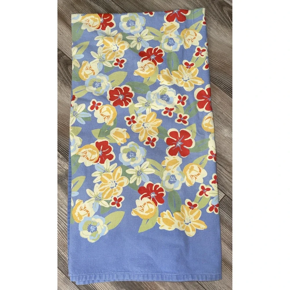 XOCHI Tablecloth Blue Floral Colorful 100% Cotton 50